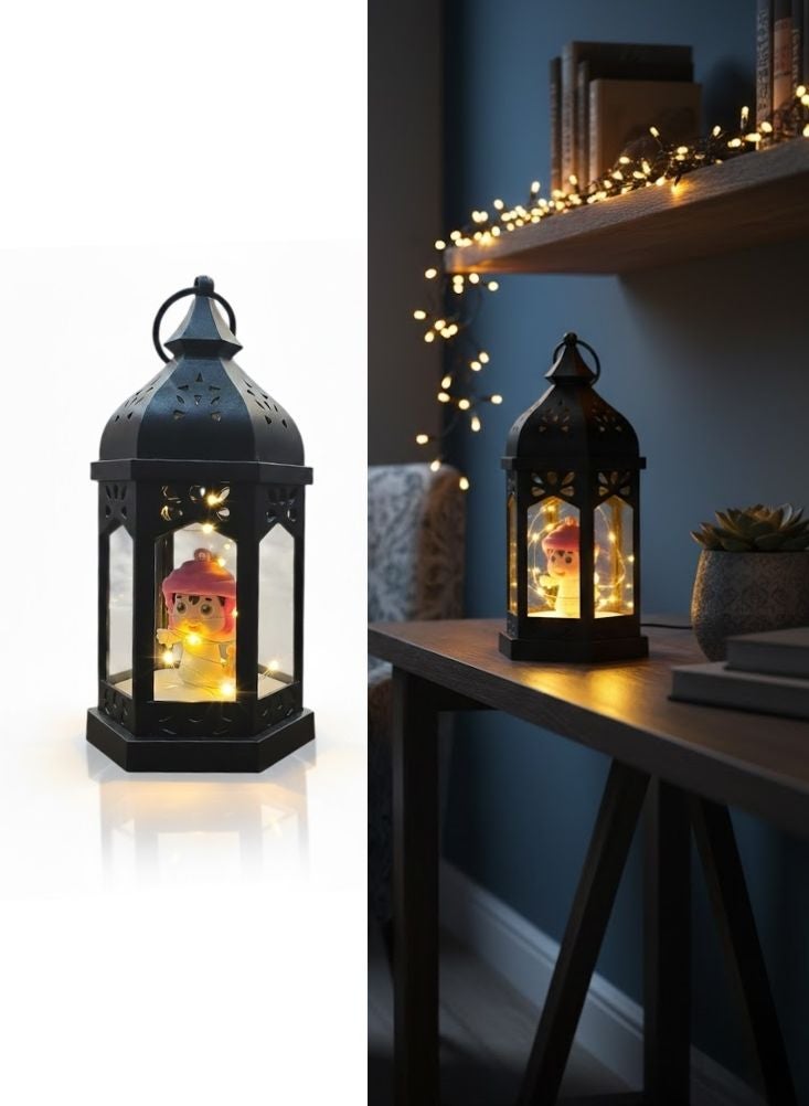 Premium Decorative Metal Ramadan Lantern with Warm LED Light for Home Decor - Image 1
